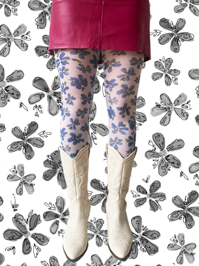 ditsy floral print onto tights